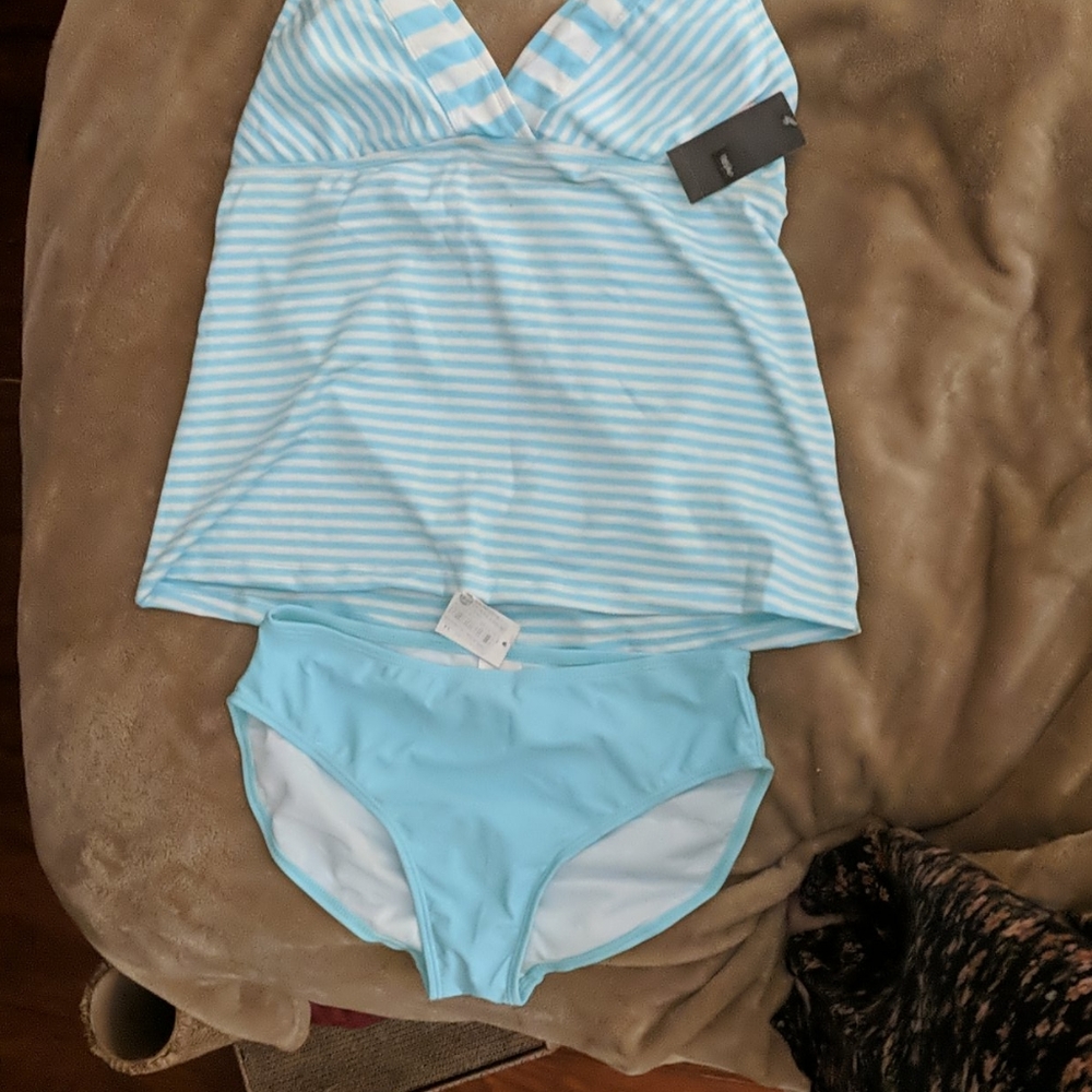 Lucite blue/white mossimo two pieces swim suit